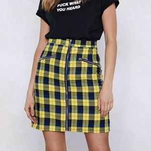 NASTYGAL yellow plaid skirt (clueless skirt)